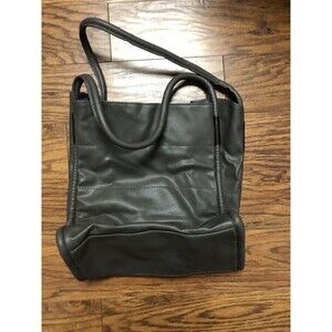 NEIMAN MARCUS Dark Gray Faux Pebbled Vegan Leather Shoulder Tote Bag Purse